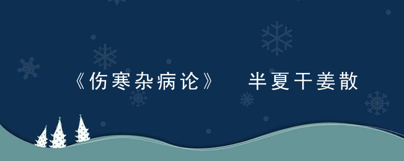 《伤寒杂病论》 半夏干姜散方